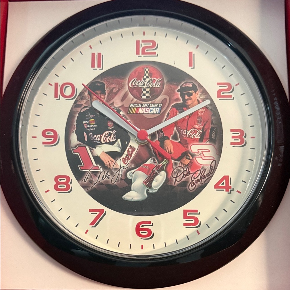 Coca Cola NASCAR Wall Clock - Red and White